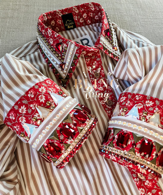 CR Ranchwear Red and Tan Shirt